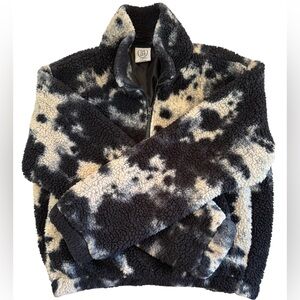 SAGE Collective Black and White Sherpa 1/4 zip Jacket